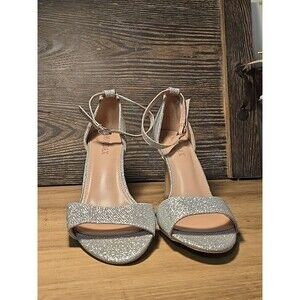 Women's 99JGDAX Open Toe Ankle Strap High Heel Sandals, Size 11 SILVER NEW